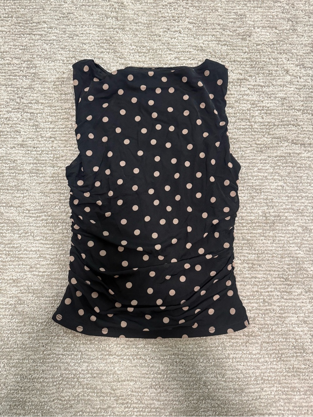 Buckle Black Sleeveless Polka Dot Camisole with Beige Dots